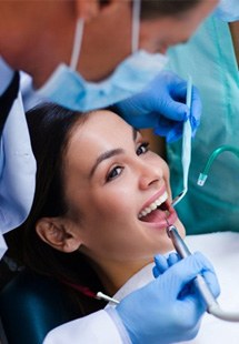 Woman getting a dental cleaning